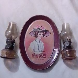 Vintage Coke Cola Plate & Laterns